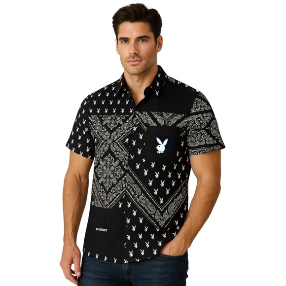 Playboy Men’s Short Sleeve Shirt - Picture 1 of 9